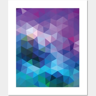 Cosmos Low Poly Abstract Blue and Purple Posters and Art